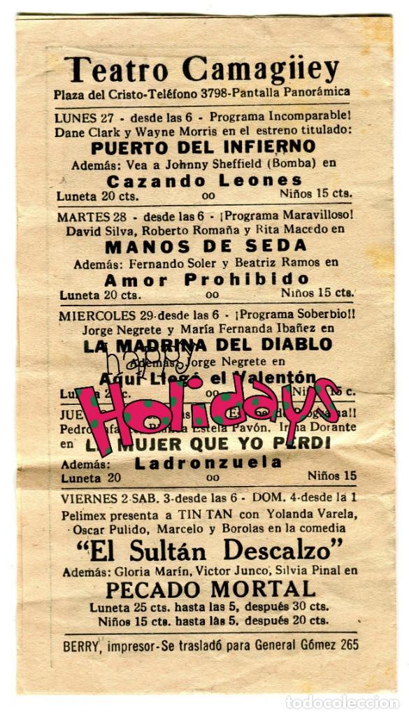 Cine: CUBA TEATROS CAMAGUEY Y CASABLANCA PROGRAMACION -ORGULLO CONTRA ORGULLO- ARTICULO ORIGINAL AÑO 1956 - Foto 3 - 171138779