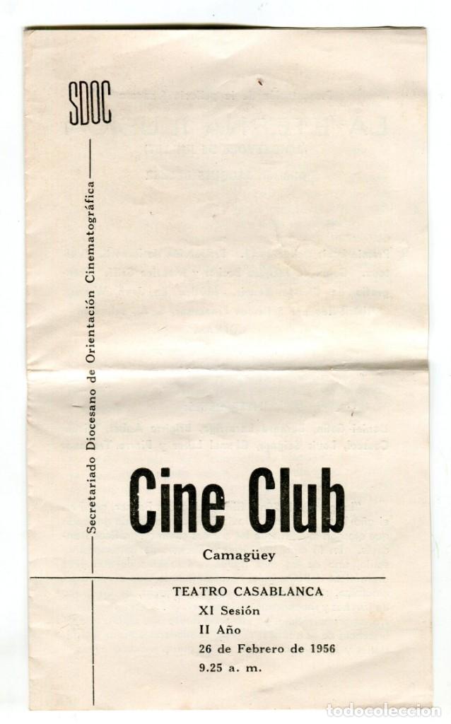 Folhetos de m&atilde;o de filmes antigos de cinema: CUBA -CINE CLUB-SECRETARIADO DIOCESANO ORIENTACION CINEMATOGRAFICA-LA ETERNA ILUSION,BECKER- 1956