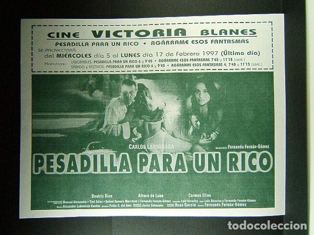 Cine: PESADILLA PARA UN RICO-FERNANDO FERNAN GOMEZ-EMITIDO POR EL CINE VICTORIA-BLANES-1997-PERFECTO.