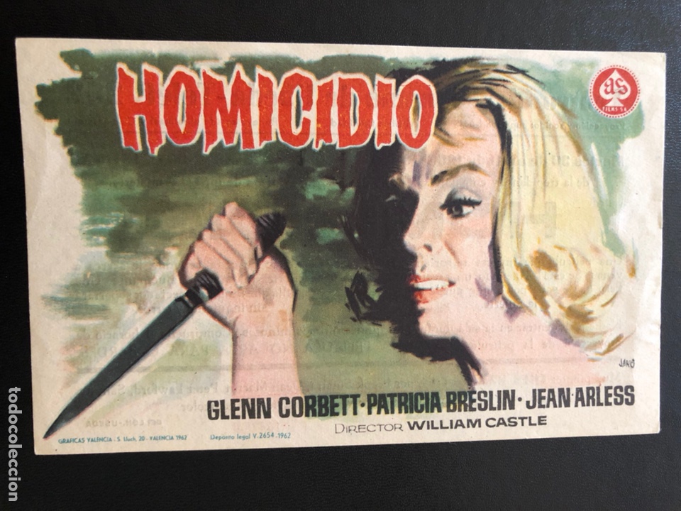 Cine: Programa as films homicidio.glenn corbett.con publicidad - Foto 1
