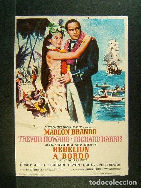 Cine: REBELION A BORDO-MUTINY ON THE BOUNTY-LEWIS MILESTONE-MARLON BRANDO-TREVOR HOWARD-RICHARD HARRIS-196