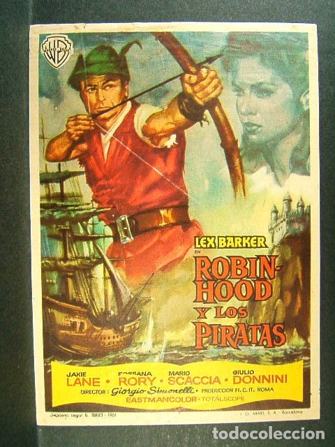 Cine: ROBIN HOOD Y LOS PIRATAS-GIORGIO SIMONELLI-JACKIE LANE-FOSSAN RORY-MARIO SCACCIA-GIULIO DONNINI-1961