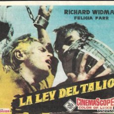 Cine: PROGRAMA DE CINE - LA LEY DEL TALIÓN - RICHARD WIDMARK, FELICIA FARR - CINE ALKAZAR (MÁLAGA) - 1959.