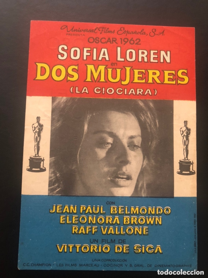 Cine: Programa dos mujeres la ciociara.sofia sophia loren.con publicidad