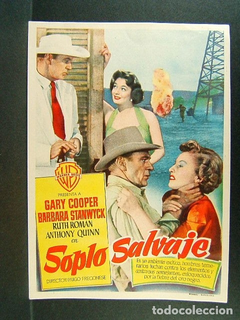 Cine: SOPLO SALVAJE-HUGO FREGONESE-GARY COOPER-BARBARA STANWYCK-ANTHONY QUINN-RUTH ROMAN-PERFECTO.