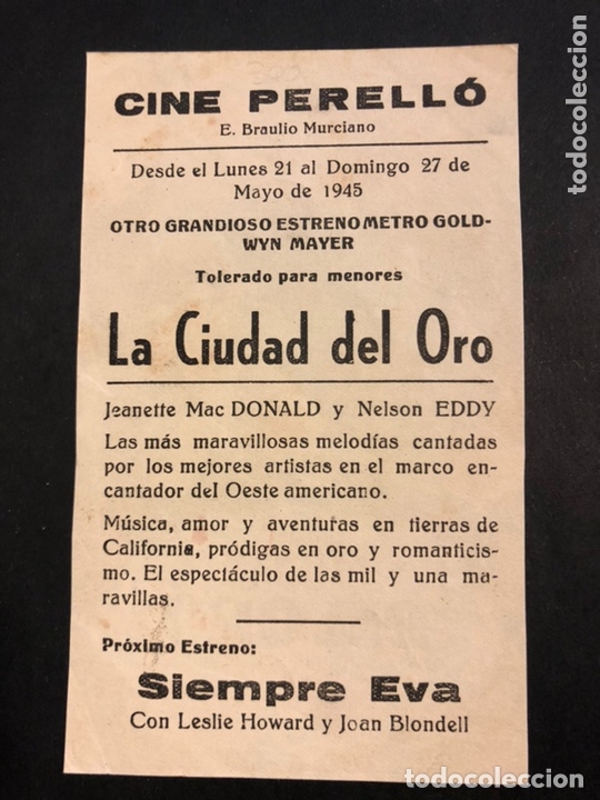 Cine: Programa la ciudad del oro Jeannette macdonald nelson eddy con publicidad - Foto 2