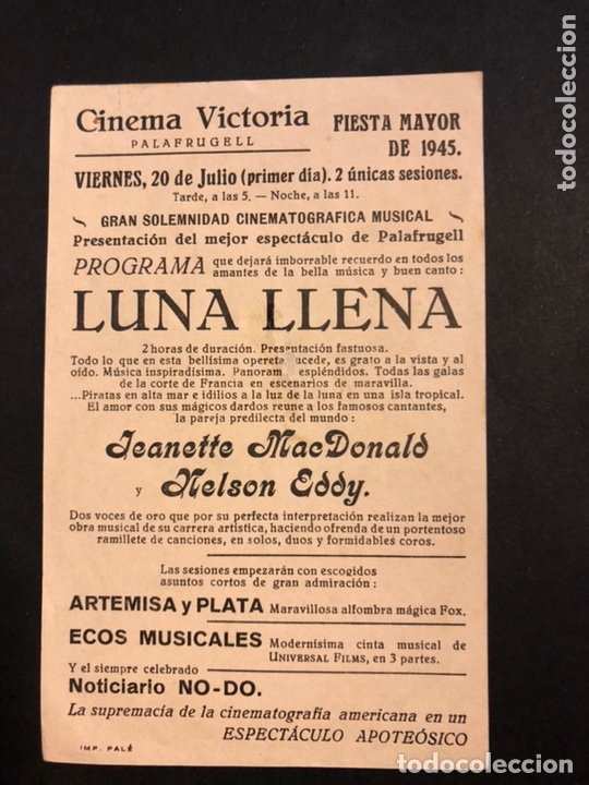Cine: Programa luna llena Jeannette macdonald nelson eddy.con publicidad - Foto 2