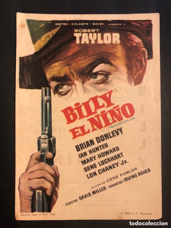 Cine: Programa Billy el ni&ntilde;o.robert taylor.con publicidad - Foto 1