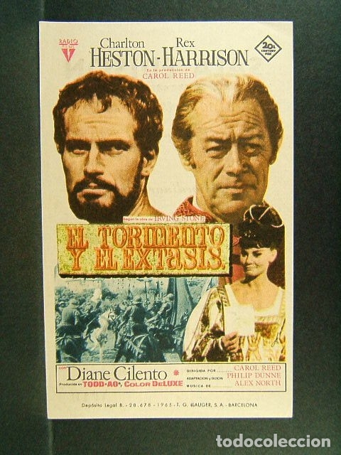 Cine: EL TORMENTO Y EL EXTASIS-IRVING STONE-SALA EDISON-FIGUERAS-CHARLTON HESTON-A&Ntilde;OS 40-PERFECTO ESTADOEC