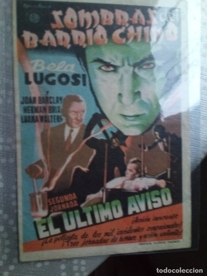 Kino: 2 FOLLETOS SOMBRAS DEL BARRIO CHINO - EL ULTIMO AVISO - 2&ordf; JORNADA - ROJO Y NARANJA (muy raro)