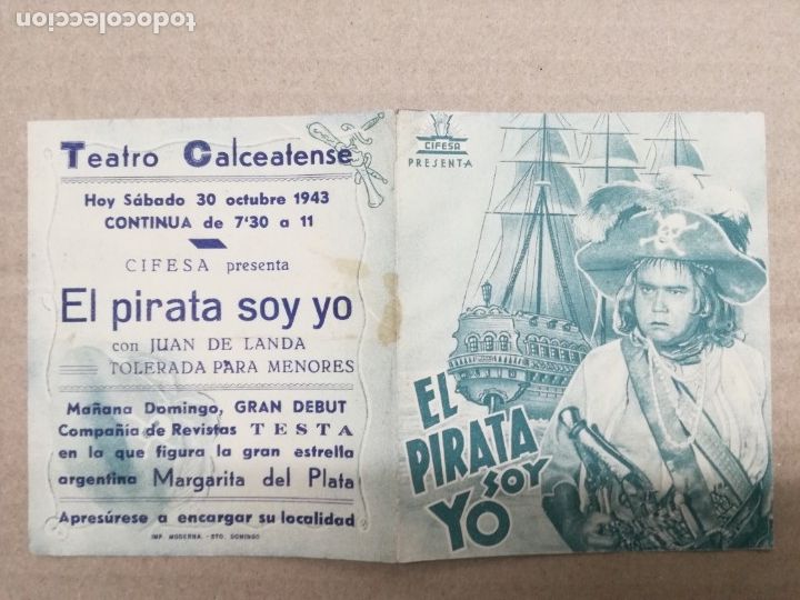Kino: EL PIRATA SOY YO,FOLLETO DE MANO,TEATRO CALCEATENSE.