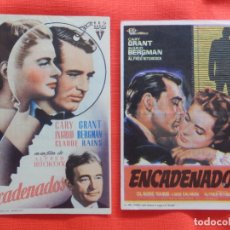  Foglietti di film di film antichi di cinema: ENCADENADOS, 2 IMPECABLES SENCILLOS, CARY GRANT INGRID BERGMAN, CON PUBLI LOS 2. Lote 174619847