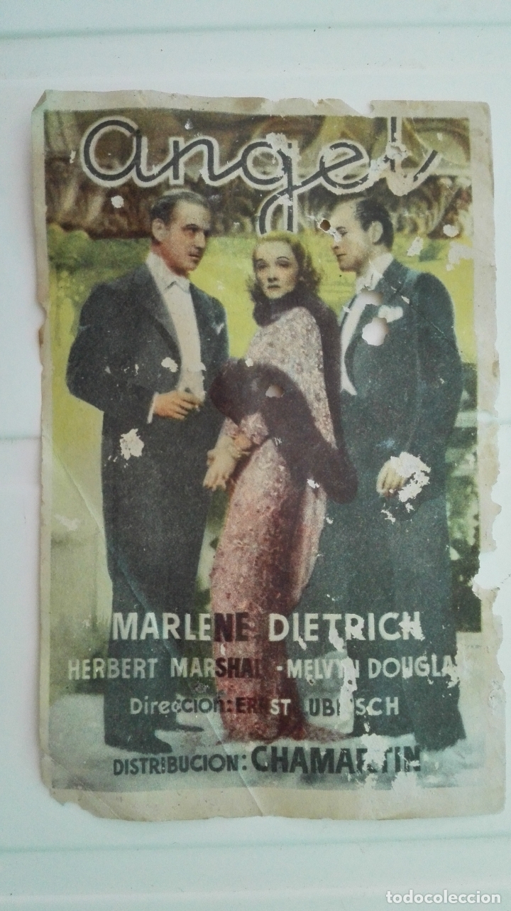 Cine: PROGRAMA DE CINE, ANGEL CON MARLENE DIETRICH , ORIGINAL A&Ntilde;O 1943