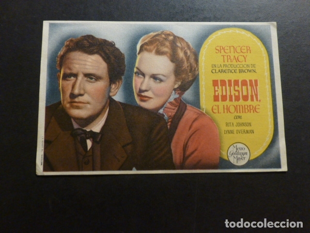 Cine: EDISON EL HOMBRE SPENCER TRACEY PROGRAMA DE MANO SIN PUBLICIDAD - Foto 1
