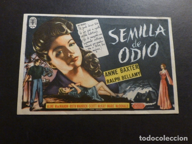 Cine: SEMILLA DE ODIO ANNE BAXTER PROGRAMA DE MANO SIN PUBLICIDAD - Foto 1