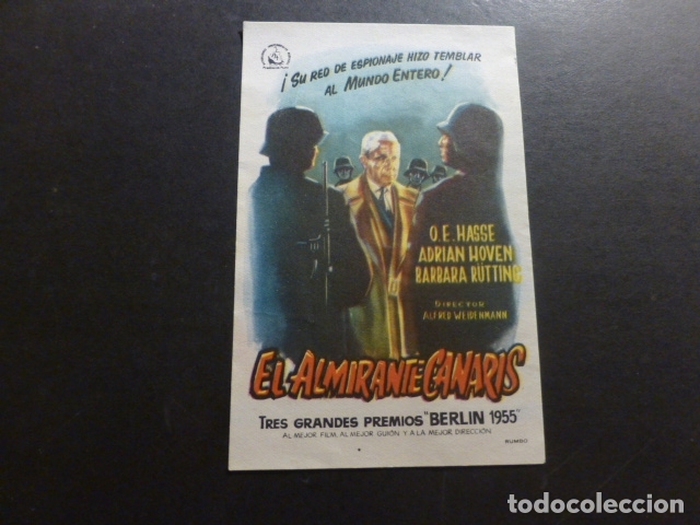 Cine: EL ALMIRANTE CANARIS PROGRAMA DE MANO SIN PUBLICIDAD - Foto 1