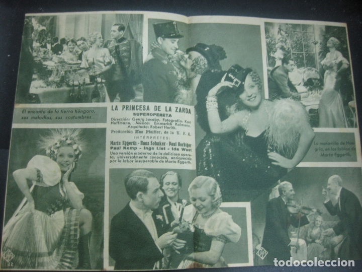 Cine: LA PRINCESA DE LA ZARDA. MARTA EGGERTH. PROGRAMA DE CINE . FOLLETO DE MANO. - Foto 2