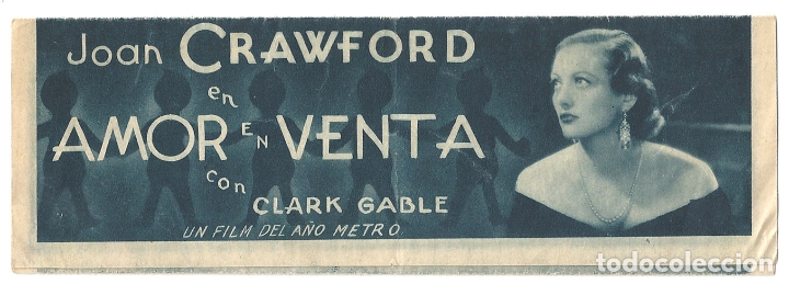 Cine: PTEB 066 AMOR EN VENTA PROGRAMA TRIPLE MGM JOAN CRAWFORD CLARK GABLE - Foto 1
