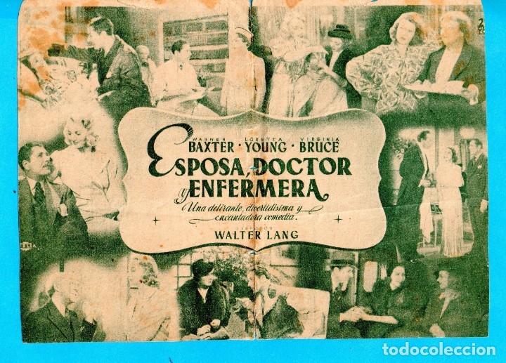 Cine: FOLLETO DE ESPOSA DOCTOR Y ENFERMERA  PUBLICIDAD CINE GOYA ZARAGOZA