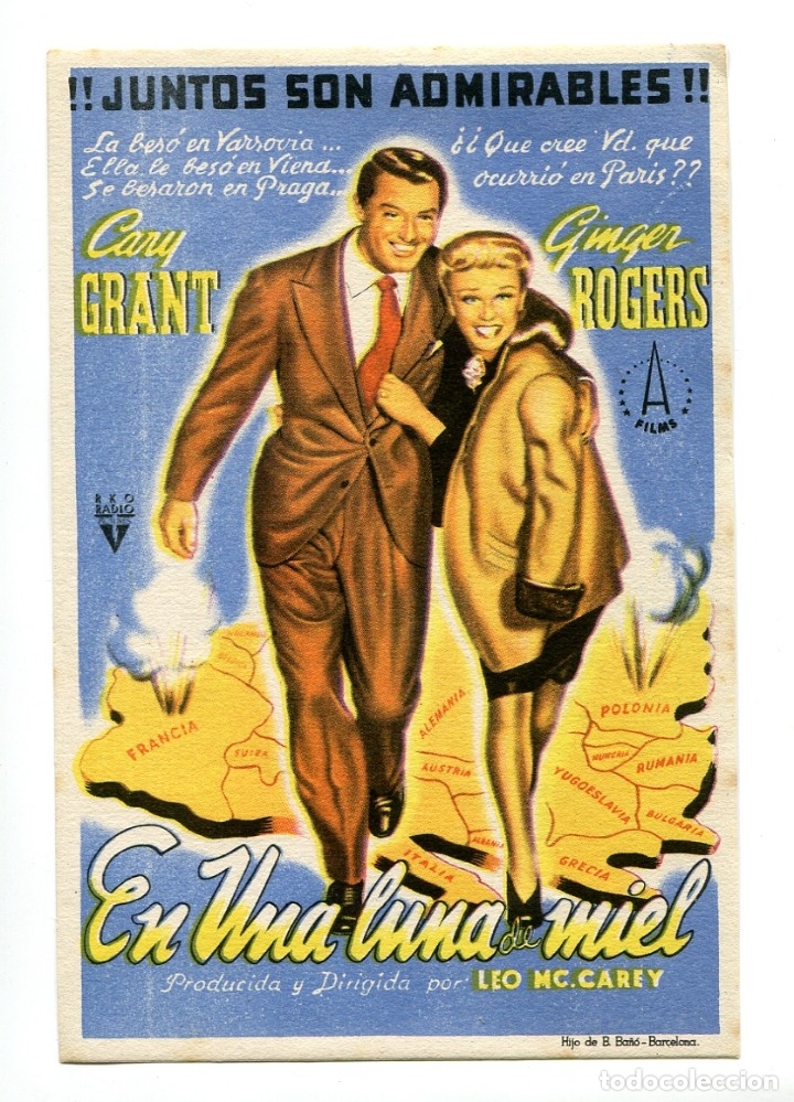 Cine: EN UNA LUNA DE MIEL, con Cary Grant. S/I.