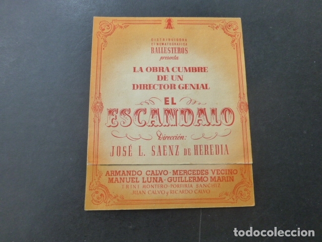Cine: EL ESCANDALO PROGRAMA DE MANO DOBLE SIN PUBLICIDAD - Foto 1