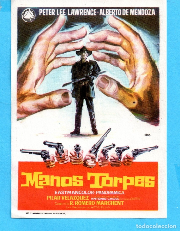 Cine: FOLLETO DE MANO DE MANOS TORPES SIN PUBLICIDAD - Foto 1