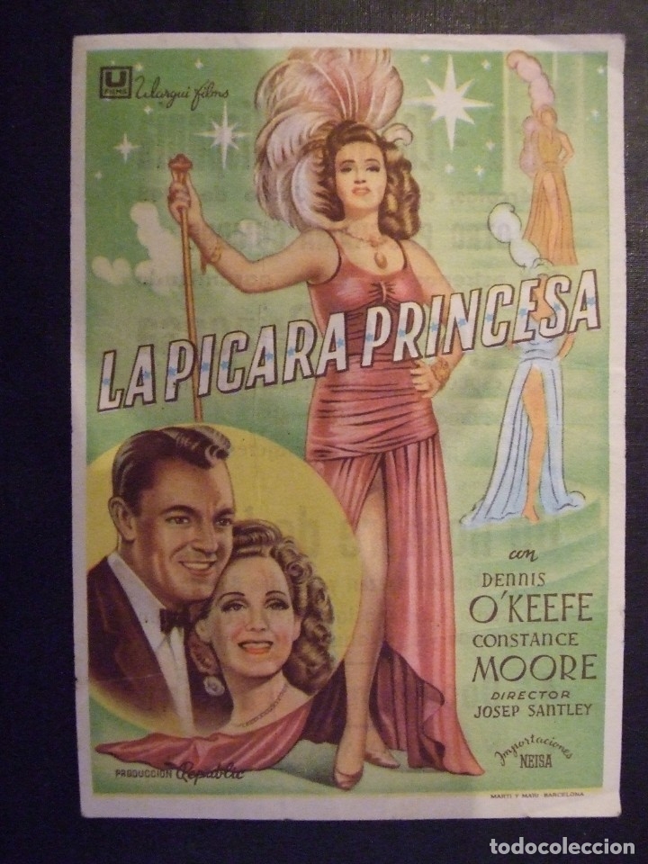  Flyers Publicitaires de films Anciens: LA PICARA PRINCESA - SIMPLE CON PUBLICIDAD CINE BORN MALLORCA - DOBLEZ