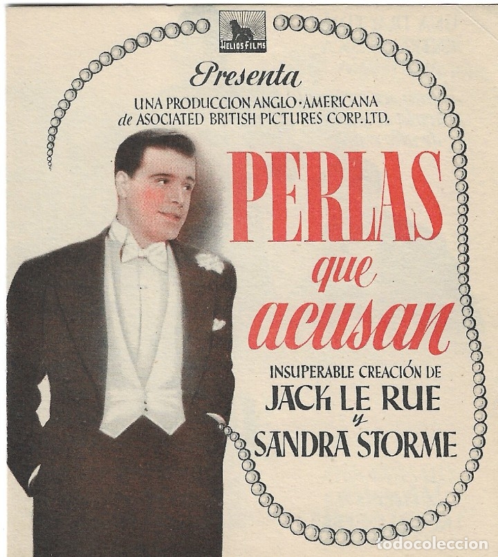 Cine: PROGRAMA DOBLE - PERLAS QUE ACUSAN - JACK LE RUE, SANDRA STORME - 1939 - SIN PUBLICIDAD. - Foto 1