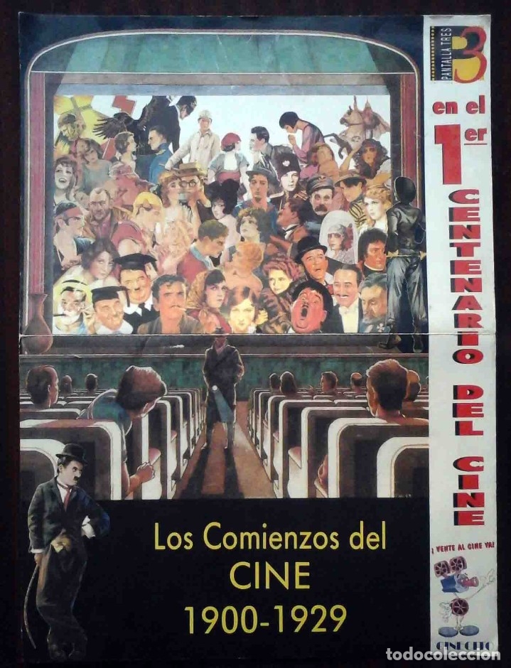 Cine: Primer Centenario del cine. 7 l&aacute;minas. De los inicios a los a&ntilde;os 80. Pantalla 3 35x47 cms.