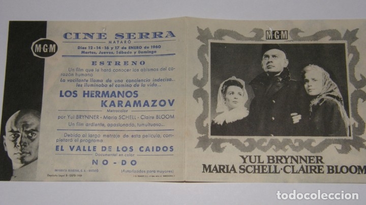 Cine: PROGRAMA DE CINE DOBLE LOS HERMANOS KARAMAZOV - Foto 2