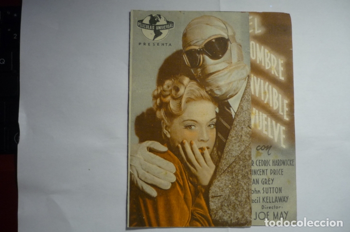 Cine: PROGRAMA DOBLE EL HOMBRE INVISIBLE VUELVE.- VINCENT PRICE - Foto 1
