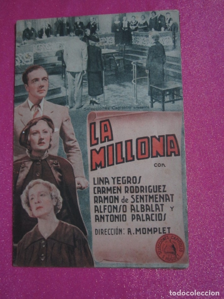  Flyers Publicitaires de films Anciens: LA MILLONA LINA YEGROS  PROGRAMA DE CINE DOBLE  CINE IRIS AVILES