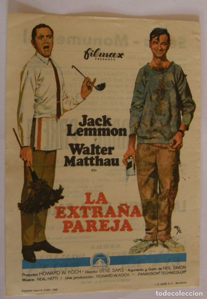 Cine: PROGRAMA DE CINE LA EXTRA&Ntilde;A PAREJA JACK LEMMON WALTER MATTHAU - Foto 1