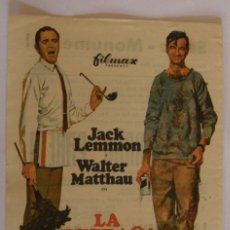 Cine: PROGRAMA DE CINE LA EXTRAÑA PAREJA JACK LEMMON WALTER MATTHAU. Lote 180848762