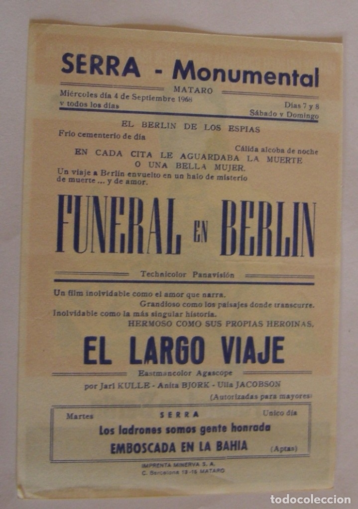 Cine: PROGRAMA DE CINE FUNERAL EN BERLIN MICHAEL CAINE - Foto 2