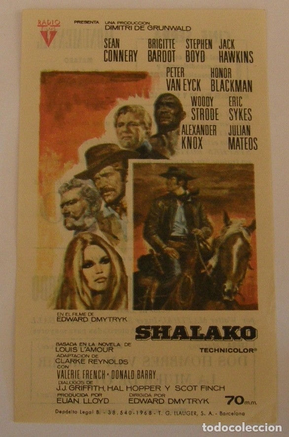 Cine: PROGRAMA DE CINE SHALAKO SEAN CONNERY BRIGITTE BARDOT - Foto 1