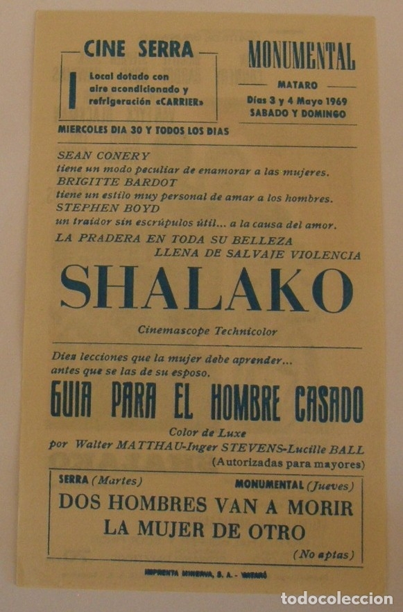 Cine: PROGRAMA DE CINE SHALAKO SEAN CONNERY BRIGITTE BARDOT - Foto 2