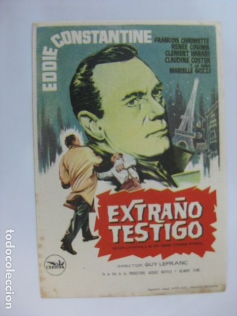 Cine: extra&ntilde;o testigo - folleto mano original - eddie constantine cepicsa torre eiffel - Foto 1