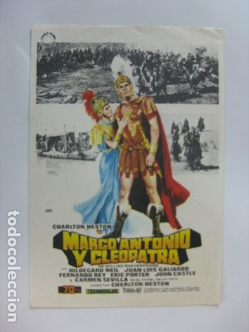 Cine: marco antonio y cleopatra - folleto mano original - charlton heston carmen sevilla shakespeare jano