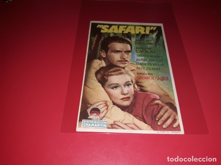 Kino: Safari con Douglas Fairbanks. Publicidad del cine al dorso. A&ntilde;o 1940