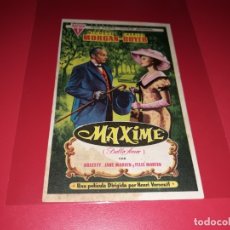  Foglietti di film di film antichi di cinema: MAXIME. PUBLICIDAD DEL CINE AL DORSO. AÑO 1958