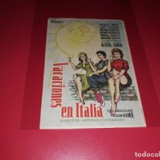  Foglietti di film di film antichi di cinema: VACACIONES EN ITALIA. PUBLICIDAD DEL CINE AL DORSO. AÑO 1957