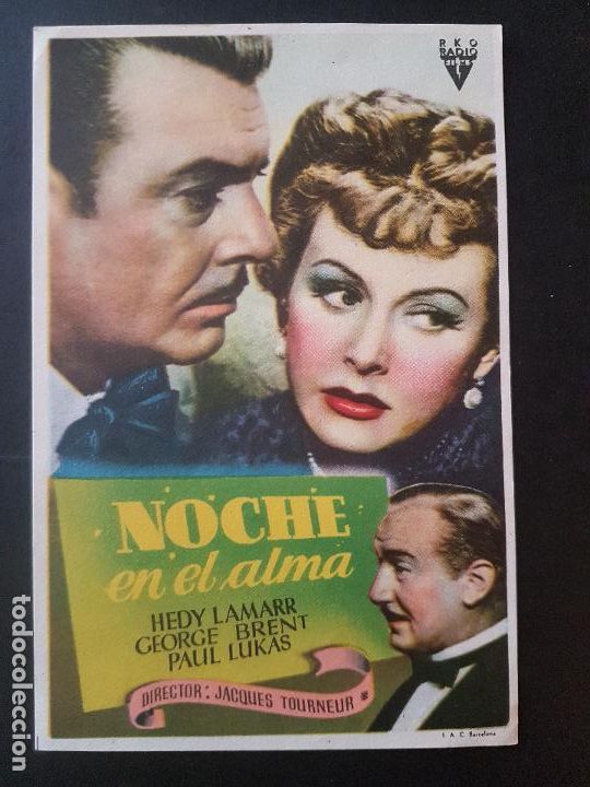 Cine: NOCHE EN EL ALMA PROGRAMA DE MANO SIN PUBLICIDAD - Foto 1
