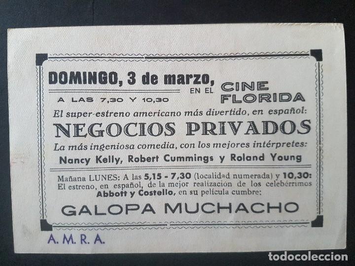 Cine: NEGOCIOS PRIVADOS PROGRAMA DE MANO CINE FLORIDA - Foto 2