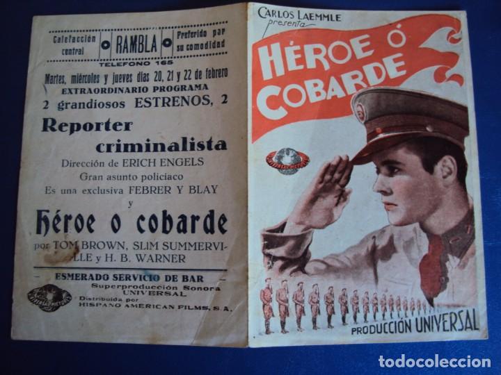 Cine: (PG-190629)PROGRAMA DE CINE - HEROE O COBARDE - CINE RAMBLA - Foto 2