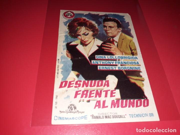 Kino: Desnuda frente al Mundo con Gina Lollobrigida. Publicidad al dorso. A&ntilde;o 1961.