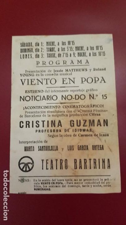 Cine: PROGRAMA DE MANO - VIENTO EN POPA - MARTA SANTAOLALLA - Foto 2