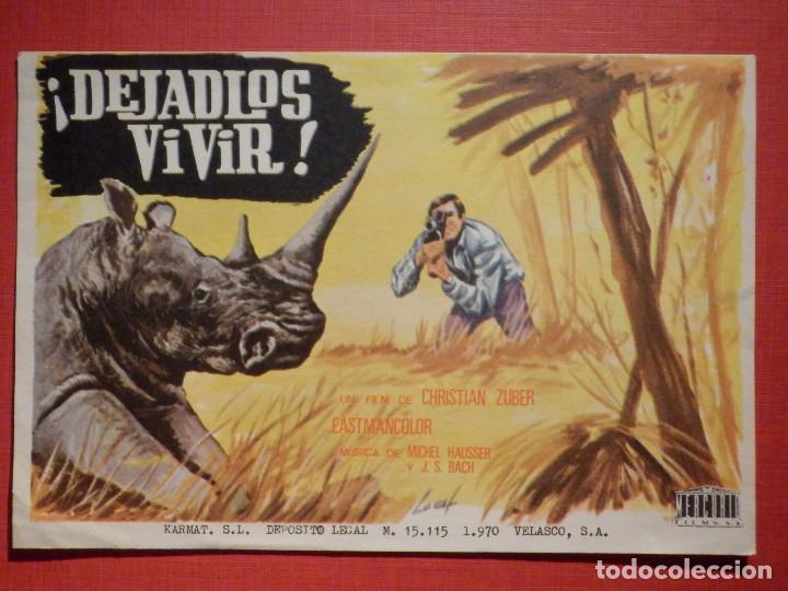 Cine: Folleto Mano, Programa - Dejadlos Vivir - Sin Publicidad - Foto 1