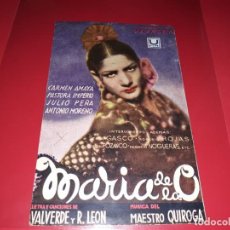 Cine: FOLLETO GRANDE MARIA DE LA O CON CARMEN AMAYA Y PASTORA IMPERIO. PUBLICIDAD. AÑO 1936. Lote 188821382