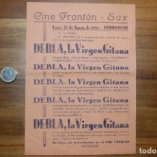 Cine: DEBLA, LA VIRGEN GITANA. -CINE FRONTÓN SAX- AGOSTO 1954